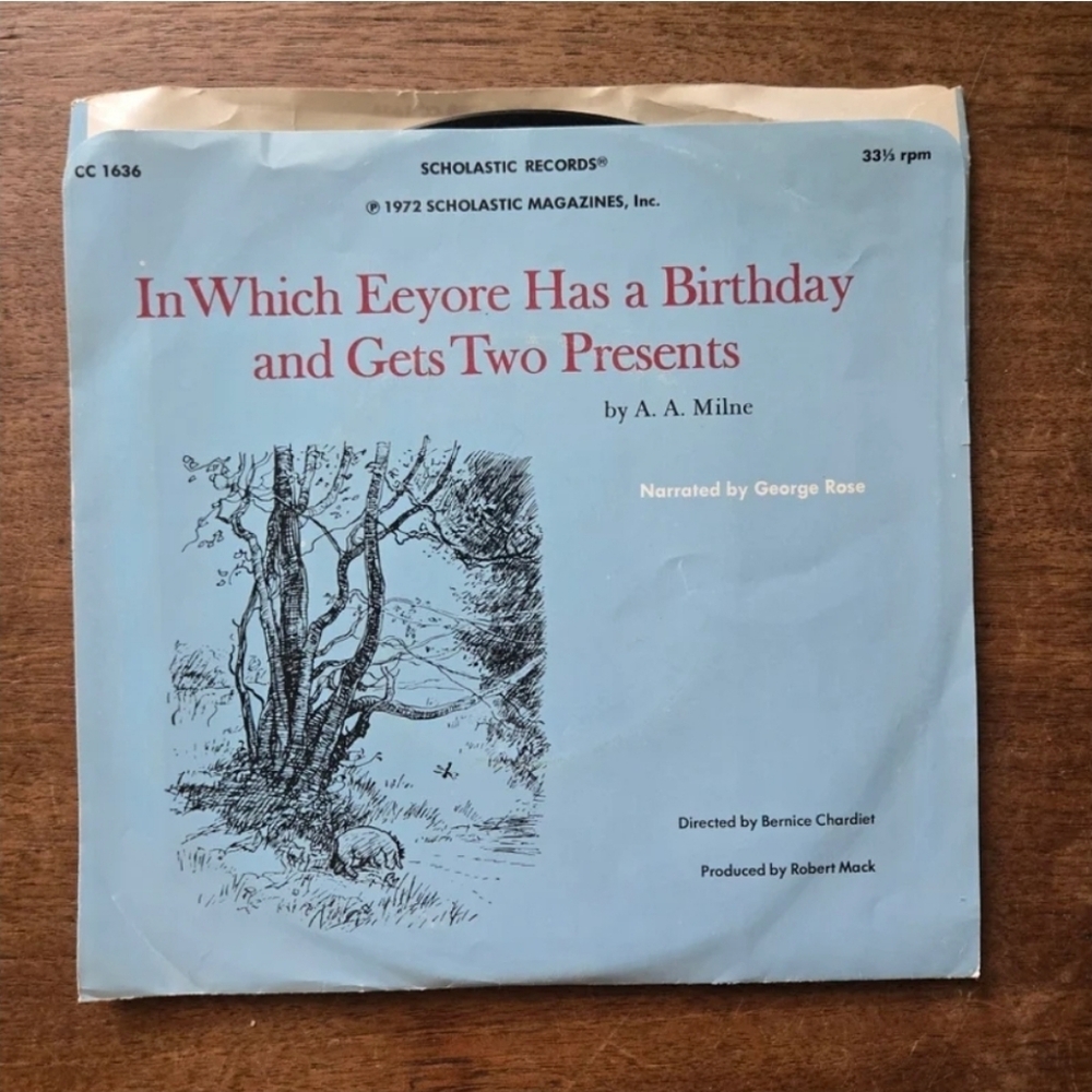 1971 In Which Eeyore Has a Birthday Scholastic Records Pooh Set of 2 Records VTG